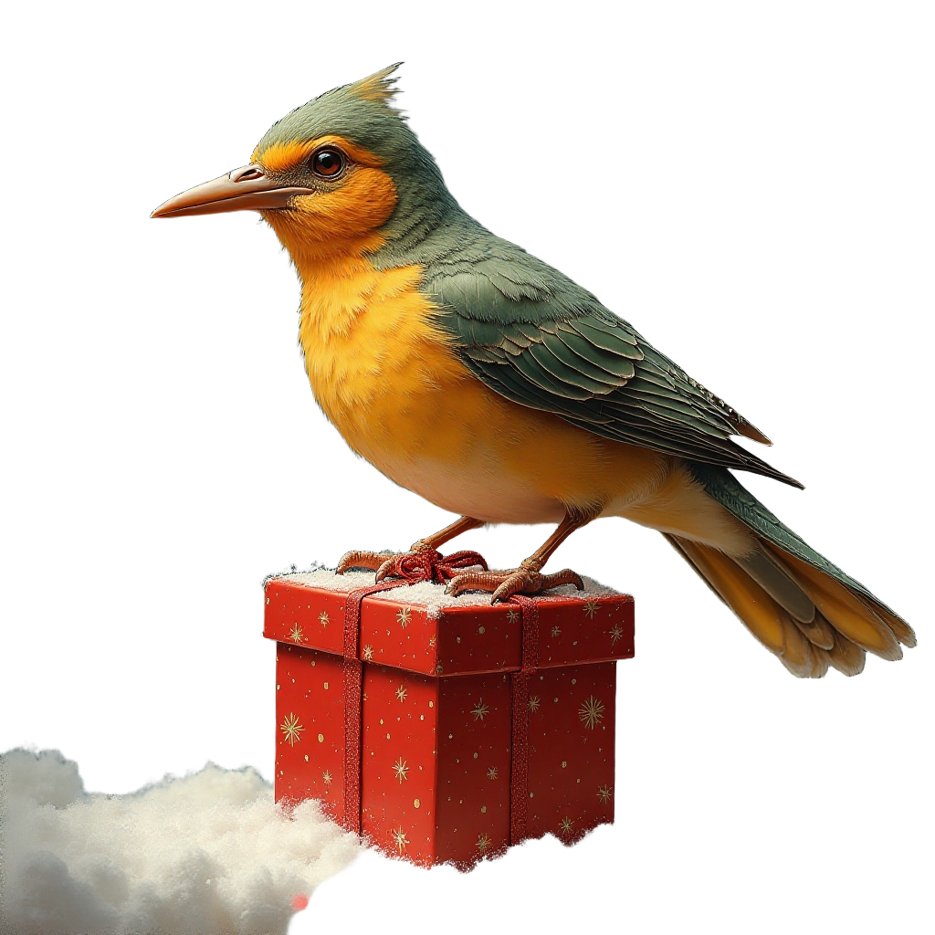 Festive Bird on a Gift Box